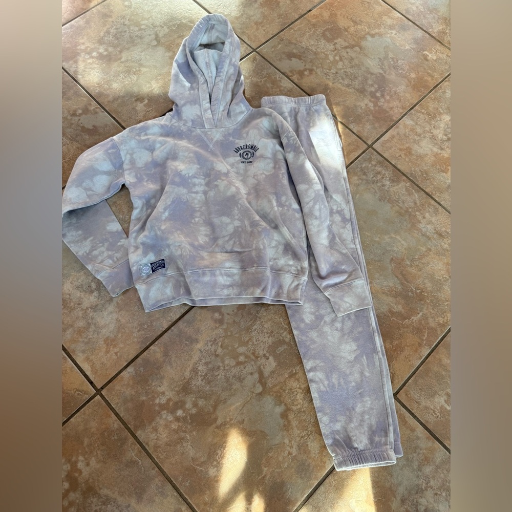 Abercrombie Kids Purple Tie-Dye Hoodie and Sweat Pants Set